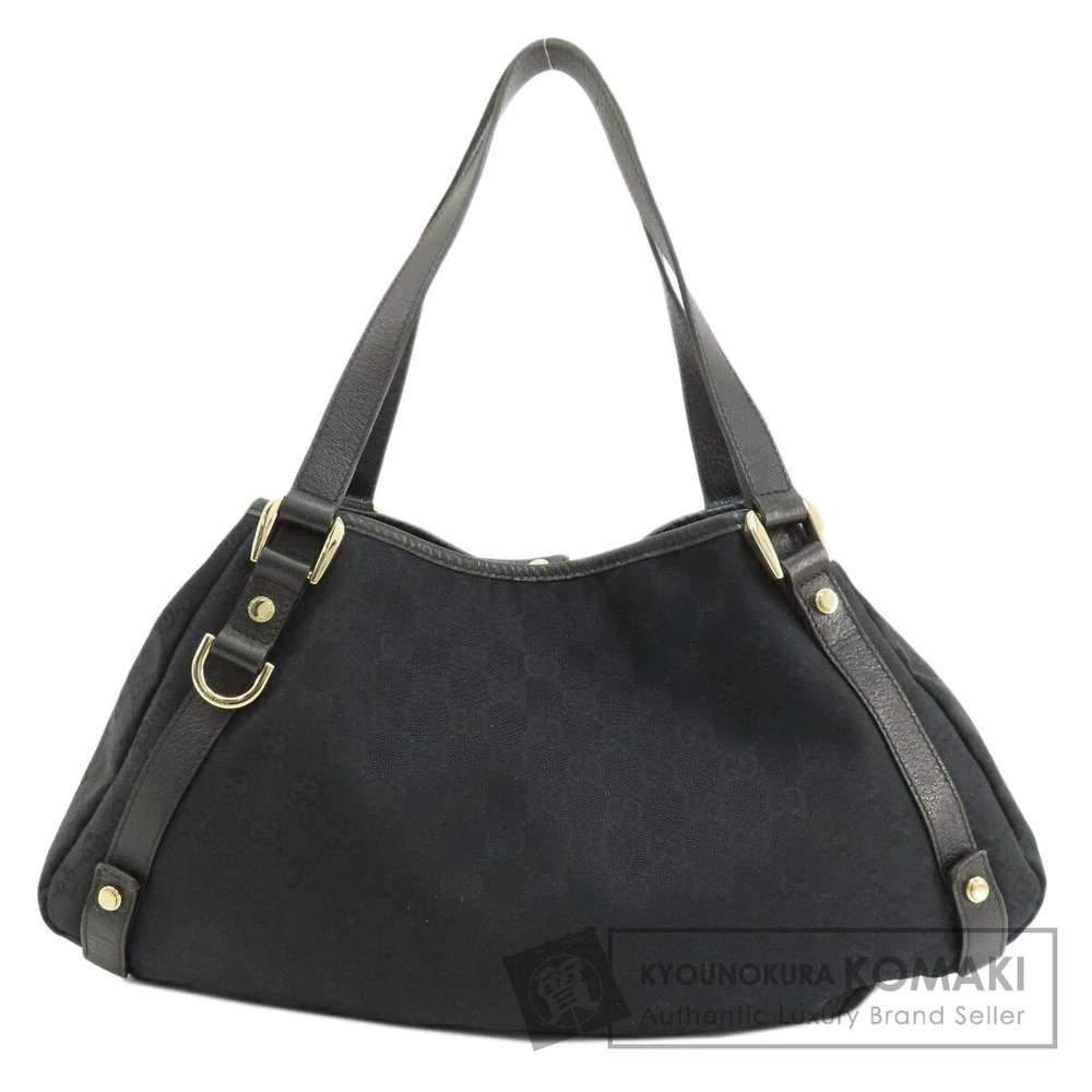 Gucci GG Canvas Abbey shoulder bag leather trim Black